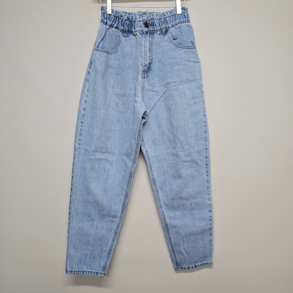 Harlow Paperbag Waist Jeans Women 27 Light Wash Cotton Relaxed Tapered 90s